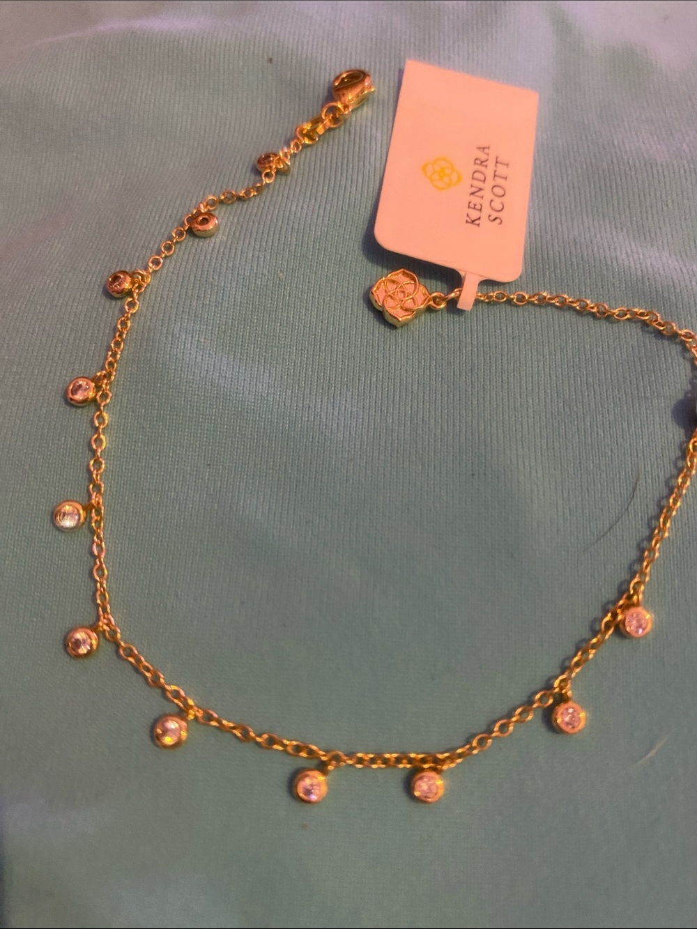 Kendra Scott Gold Dainty Cubic Zirconia Drop Station Necklace